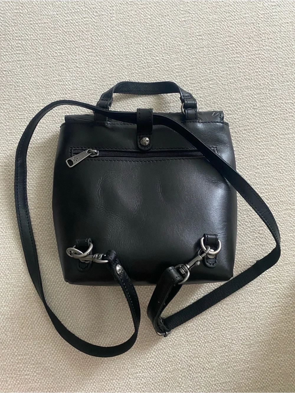 Patricia Nash Black Floral-Tooled Leather Mini Backpack